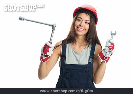 
                Young Woman, Job & Profession, Adjustable Wrench, Craftsperson Female                   
