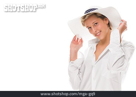 
                Young Woman, Well Dressed, Sun Hat                   