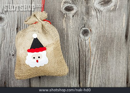 
                Hintergrund, Weihnachten, Holz, Weihnachtssack                   