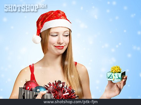 
                Weihnachtseinkauf, Weihnachtsgeschenk, Weihnachtsfrau                   