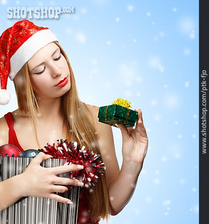 
                Weihnachtseinkauf, Weihnachtsgeschenk, Weihnachtsfrau                   