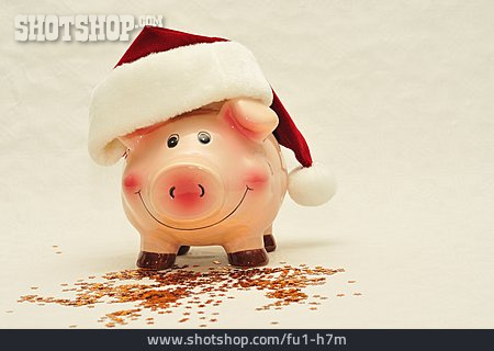 
                Sparschwein, Nikolausmütze, Weihnachtsgeld                   
