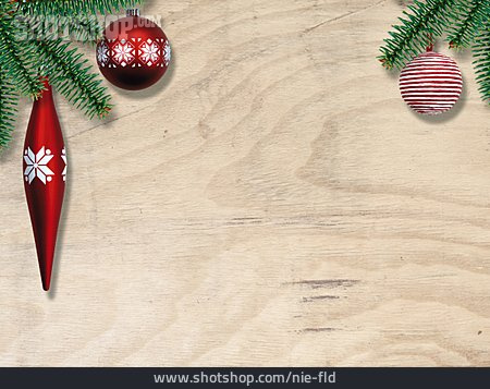 
                Hintergrund, Weihnachten, Tannenzweig, Christbaumkugel                   