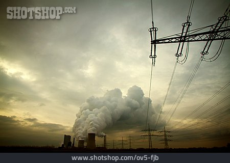 
                Industrie, Kraftwerk, Stromleitung, Umweltbelastung, Niederaußem                   