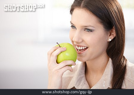 
                Geschäftsfrau, Gesunde Ernährung, Apfel                   