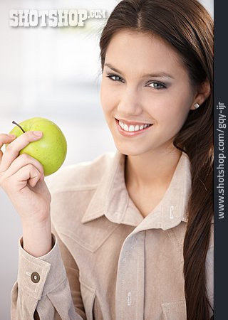 
                Geschäftsfrau, Gesunde Ernährung, Apfel                   