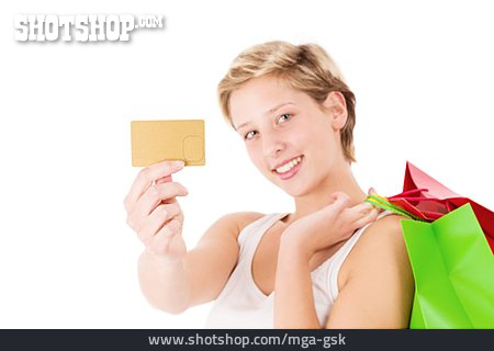 
                Junge Frau, Einkauf & Shopping, Kreditkarte, Shoppen                   