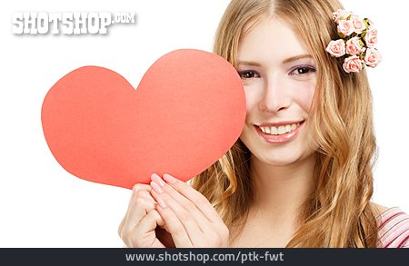 
                Young Woman, Heart, Valentine's Day, Loving                   