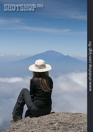
                Aussicht, Rast, Kilimandscharo, Touristin                   