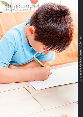 
                Junge, Kind, Zeichnen, Hausaufgaben                   