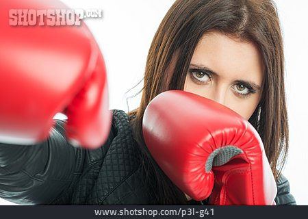 
                Frau, Entschlossen, Boxen                   
