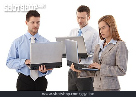 
                Laptop, Team, Geschäftsleute, Kollegen                   