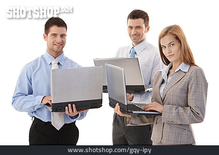 
                Laptop, Team, Geschäftsleute, Kollegen                   