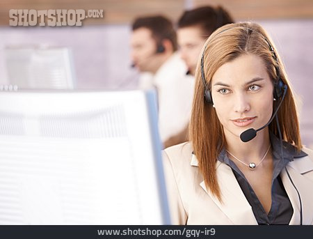
                Young Woman, On The Phone, Customer Service, Call Center                   