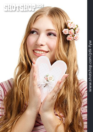 
                Young Woman, Heart, Valentine's Day, Loving                   
