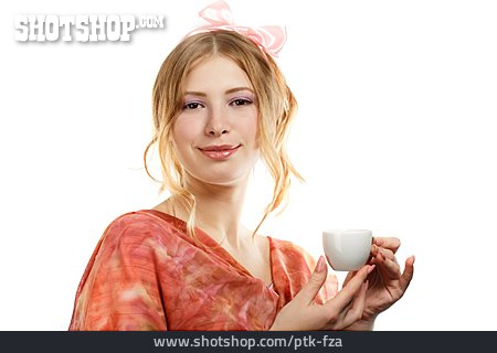 
                Junge Frau, Mädchenhaft, Teeparty                   