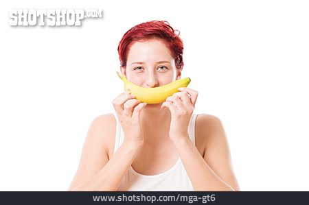 
                Junge Frau, Lächeln, Banane                   