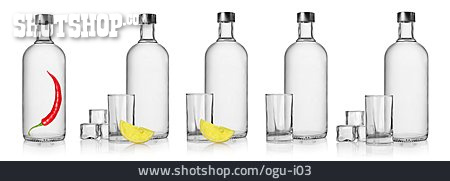 
                Trinkglas, Glasflasche, Wodkaflasche                   