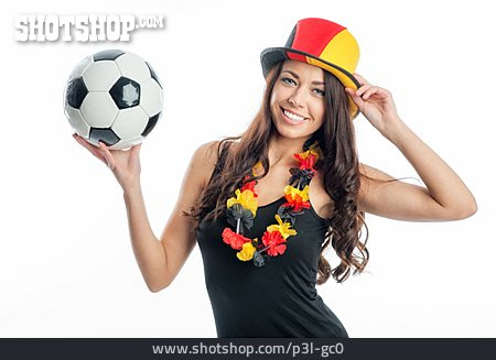 
                Junge Frau, Fußball, Fußball-wm, Fußballfan                   