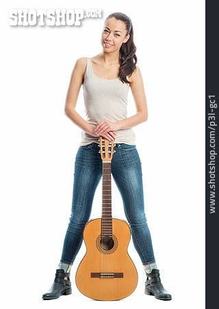 
                Junge Frau, Frau, Gitarre, Akustikgitarre                   