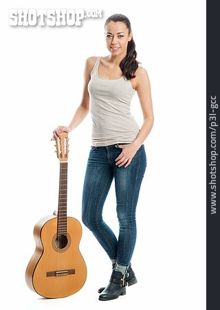 
                Junge Frau, Frau, Gitarre, Akustikgitarre                   