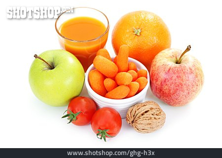 
                Gesunde Ernährung, Karottensaft, Rohkost                   