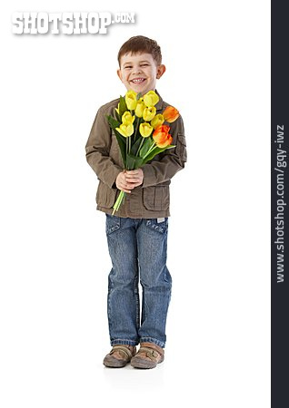 
                Junge, Kind, Blumenstrauß                   