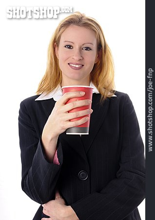 
                Junge Frau, Geschäftsfrau, Kaffeepause, Coffee To Go                   