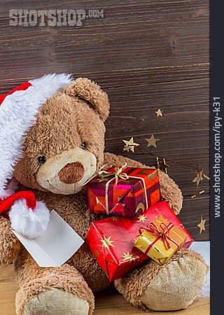 
                Weihnachten, Teddybär, Weihnachtsgeschenk                   