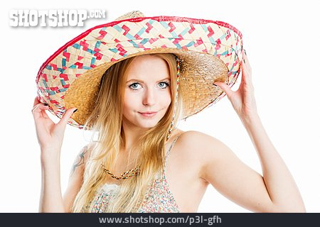 
                Junge Frau, Mexiko, Sombrero                   
