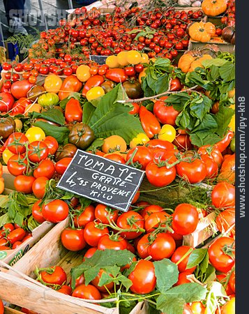 
                Tomate, Marktstand, Tomatensorte                   