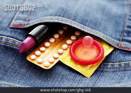 
                Hosentasche, Kondom, Antibabypille                   