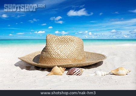 
                Strohhut, Strandurlaub, Urlaubsgrüße                   