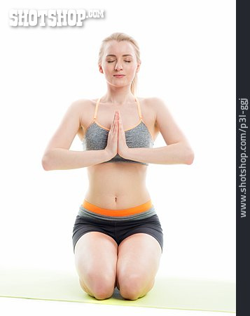 
                Junge Frau, Frau, Meditation, Yoga                   