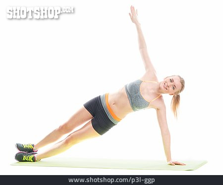 
                Junge Frau, Gymnastik, Pilates, Workout                   