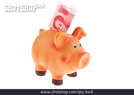 
                Geldschein, Sparschwein, Yuan                   