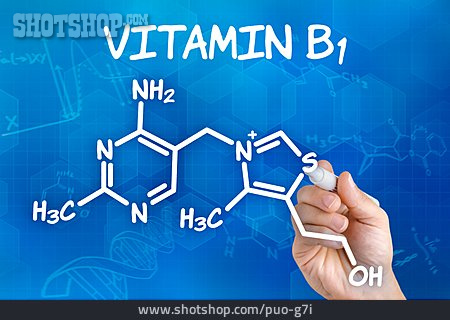 
                Vitamin, Strukturformel, Thiamin, B1                   