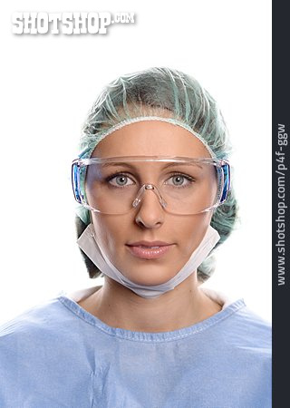 
                Schutzbrille, Schutzkleidung, Arbeitsschutz, Laborantin                   