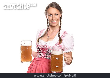 
                Junge Frau, Bier, Oktoberfest, Kellnerin                   