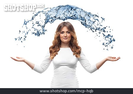 
                Junge Frau, Wasser, Splash                   