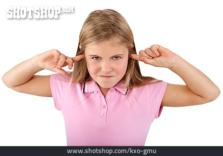 
                Mädchen, Ohren Zuhalten, Lärm                   