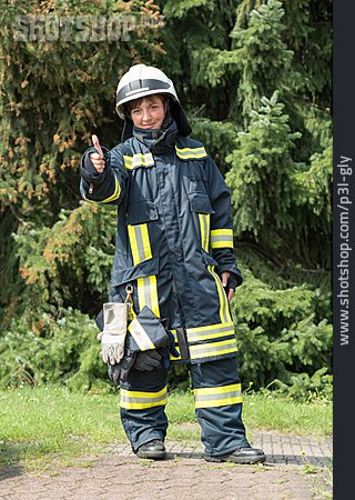 
                Feuerwehr, Daumen Hoch, Feuerwehrfrau                   