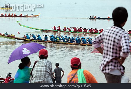
                Ruderboot, Wettrennen, Zuschauer, Mekong                   