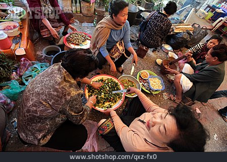 
                Kochen, Zubereitung, Markt, Luang Prabang                   