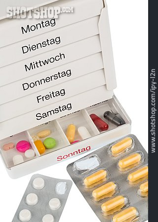 
                Krankheit, Dosierung, Medikamente, Tablettenspender                   