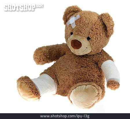
                Plüschtier, Verband, Teddybär, Verletzung                   