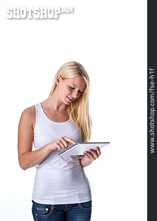 
                Frau, Mobile Kommunikation, Tablet-pc                   
