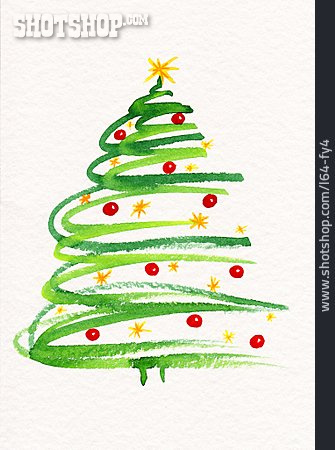 
                Illustration, Wasserfarbe, Weihnachtsbaum                   