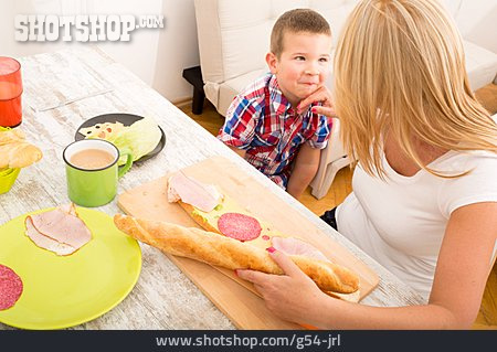 
                Kind, Mutter, Frühstück, Frühstücken                   