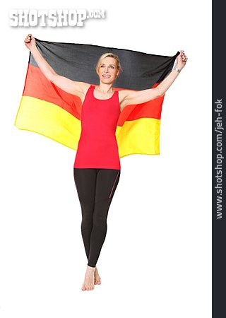
                Frau, Deutschland, Fan, Deutschlandfahne, Deutsch                   